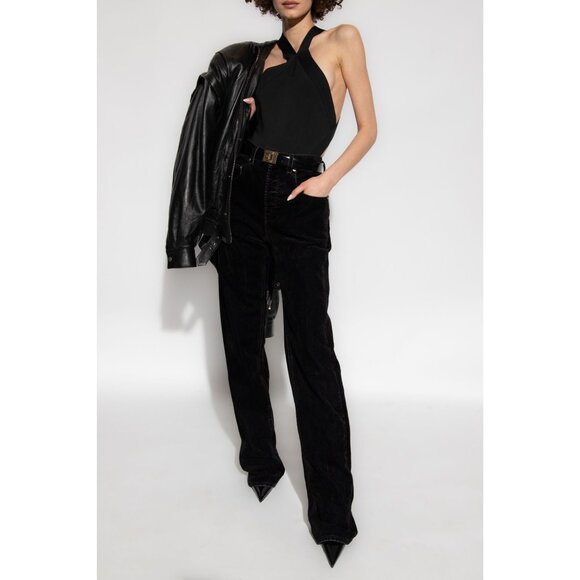 Saint Laurent Crossneck Bodysuit Top in Noir Small Womens Sleevless Top - Picture 13 of 16